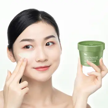 

Green Tea Ice Muscle Mud Mask Green Tea Cooling Cleansing Removal Mask Mud Pores Anti-acne Shrink Scar Mask Acne Blackheads U4A3