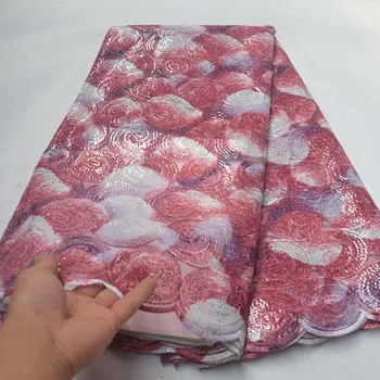 

African Sequins Tulle Mesh Lace Fabric 2019 Latest French Net Lace Fabric High Quality Nigerian Sequins Lace For Wedding Dress