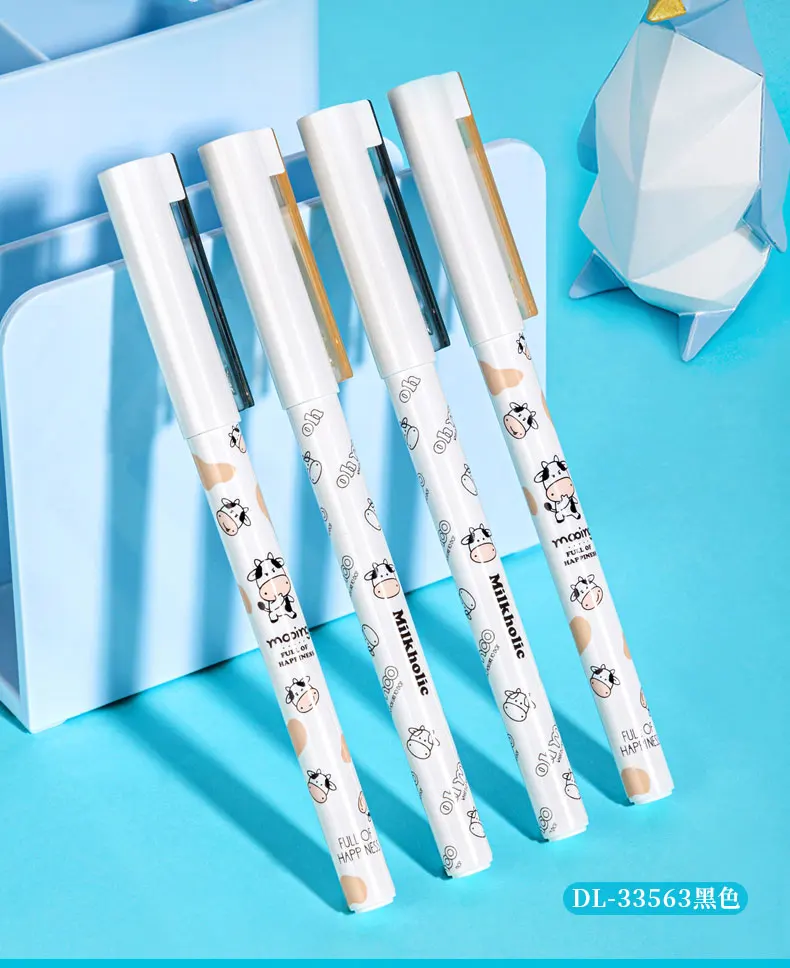 Preto e Azul Caneta Assinatura Unidades Kawaii Bonito Papelaria Doce Core Criativo Presentes Material Escolar Gel 0.35mm 4 1 High Quality Material escolar e de escritório
