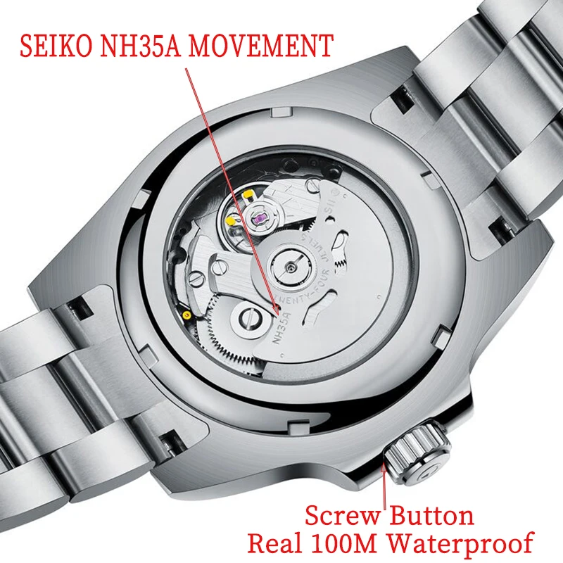 GUANQIN 2020 Japan NH35A Mechanical Movement watch men 100M waterproof Automatic watch Ceramics Sport Sapphire Relogio Masculino