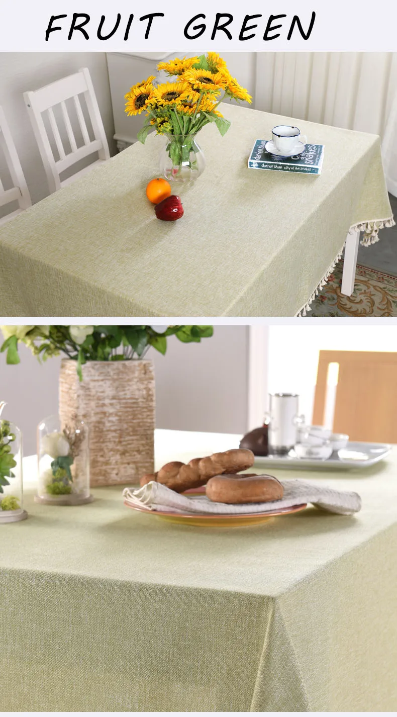 Однотонная скатерть из хлопка и льна, простая кисточка, квадратный для кофе, обеденный стол, домашняя свежая садовая скатерть, украшение
