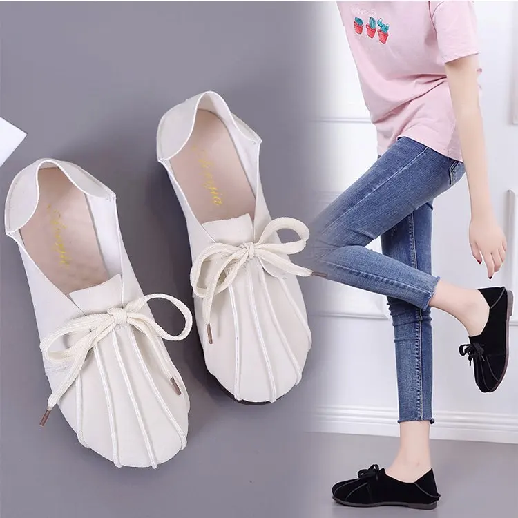 

Moccosins Student Shoes Women's Double Purpose Lazy Low-top Shoes Flat Heel Anti-slip WOMEN'S Suede Shoes Soft WOMEN'S Nude Shoe
