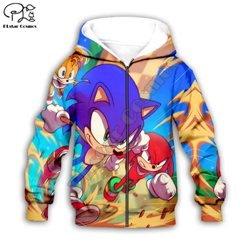 Kids zip hoodies Комплект детской одежды для малышей, толстовка с принтом «ЁЖ» и 3d принтом, толстовка с капюшоном для малышей с героями мультфильмов, Детская толстовка на молнии, штаны для мальчиков - Цвет: Kids zip hoodies