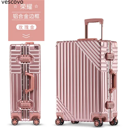 rose gold Vescovo 2" 24" 2" 29 дюймов Супер модная алюминиевая рама жесткая дорожная чемодан высокого качества тележка багаж на колесах - Цвет: rose gold
