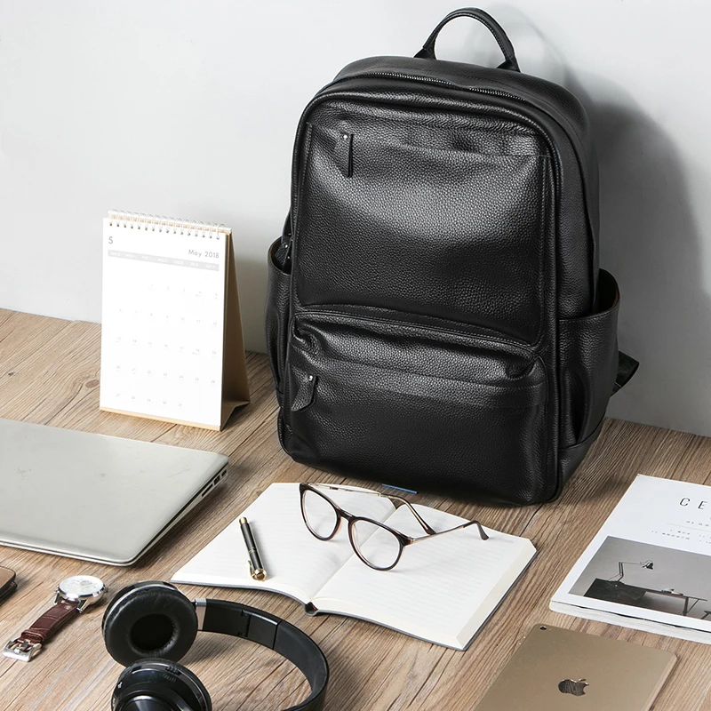 

JIULINman's Genuine Cow Leather Backpack Laptop Male School Bag High Quality man Daypacks Korea Style Casual Travel Bag