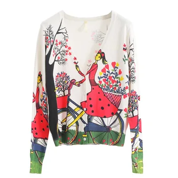 

Floral Print Knit Sweater Women Spring 2020 Female Casual Long Sleeve Single Breast Cardigan Knitted Sweaters Coat Femme Clothes