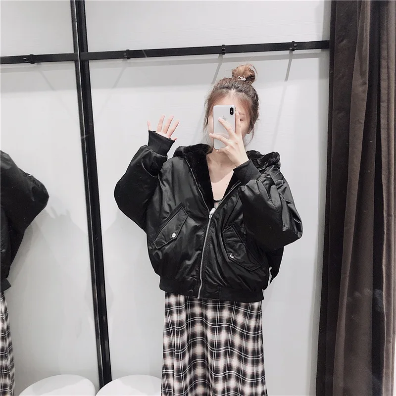 

Mv71 019 Autumn And Winter New Style Double-sided Wear Hooded plus Velvet Jacket