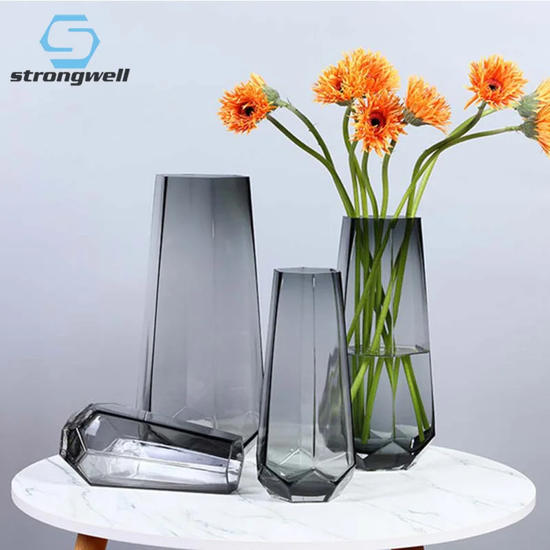 Strongwell Nordic ваза из цветного стекла прозрачная серая для цветов творческие ремесла