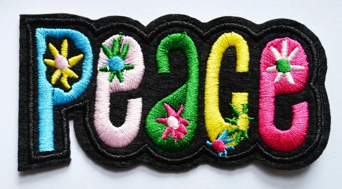 

100x Peace hippie boho retro hippy little flowers embroidered applique iron on patch (≈ 7.3*3.7 cm OR 9.5 * 4.6 cm)