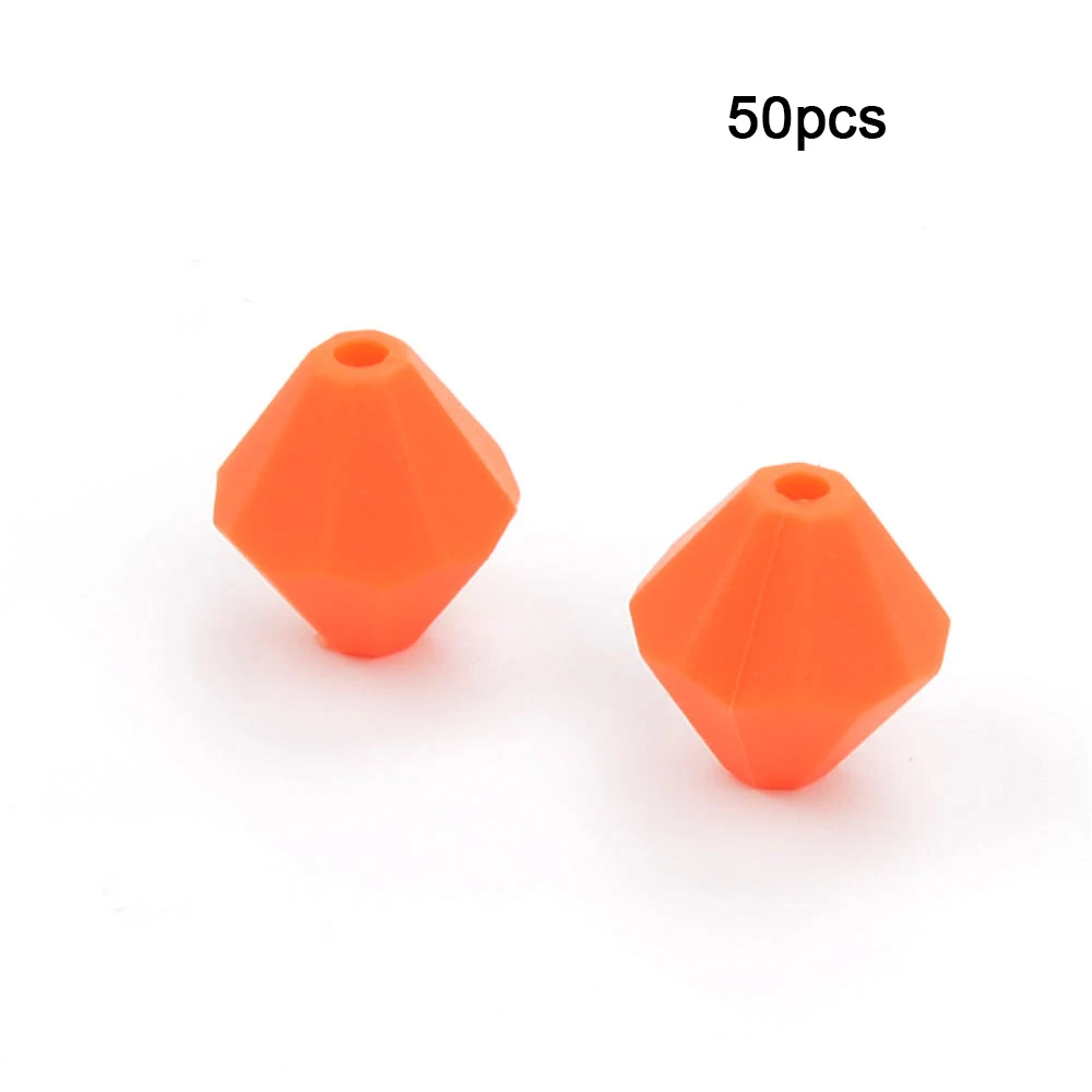 Orange LOFCA, 50 шт., Детские алмазные прорезыватели, силиконовые бусины, без бисфенола, пищевое качество, для ожерелья, прорезыватели зубов, мягкие жевательные игрушки для кормления, сделай сам - Цвет: Orange