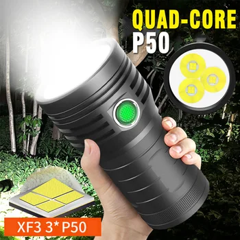 

Most Powerful 4800mAH Flashlight 3 * T6 /P50 Lantern LED Flashlight Built-in 18650 Battery Waterproof Torch Gift Box forCamping