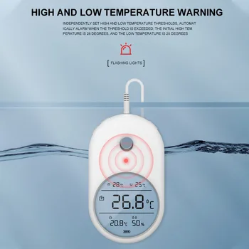 

Room Temperature Hygrometer Water Mini Adhesive With Probe Fish Tank Home LCD Display 3 In 1 High Accuracy Aquarium Thermometer