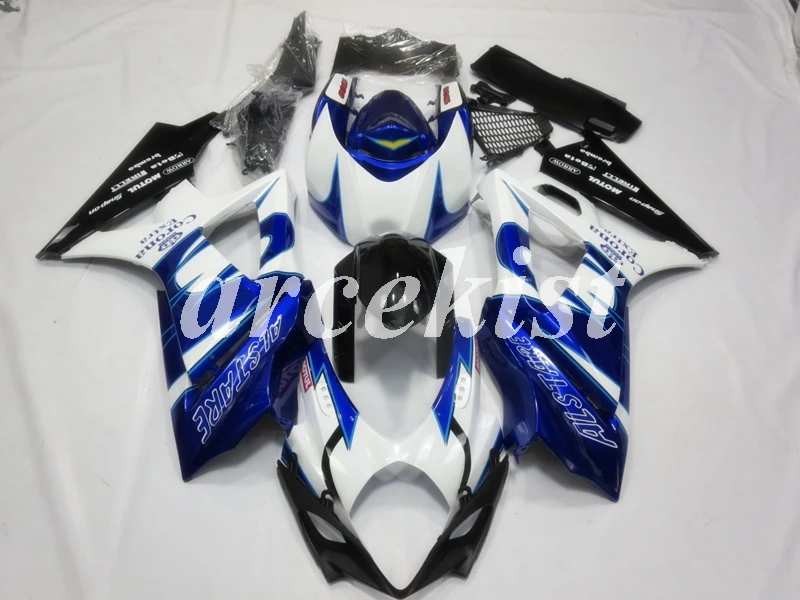 4 бесплатных подарка ABS мотоцикл обтекатели комплект подходит для Suzuki GSXR1000 2007 2008 K7 07 08 Обтекатели синий белый