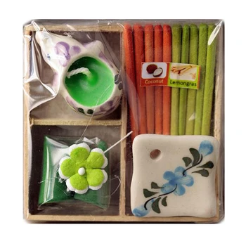 

6PCS/Set Thai Aromatherapy Gift Box Plant Floral Fragrance Set Essential Oil Candles Stick Incense Combination Indoor Aroma