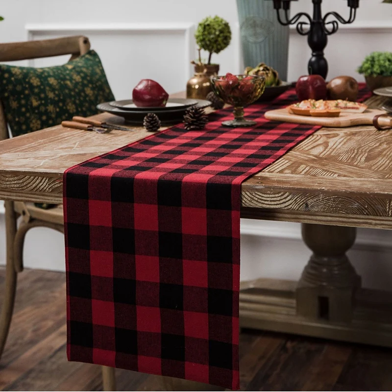 Buffalo Плед подстилка Gingham плед контрольный набор 4 Двойной 30*45 см хлопок еда и 30x180 см Настольный коврик банкетное украшение