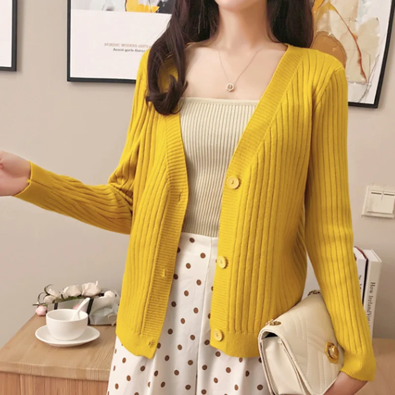 Женский свитер корейский модный кардиган пальто Осень-зима женские вязаные