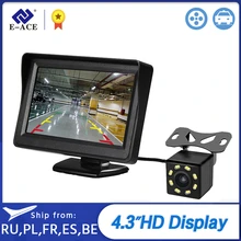 E-ACE 4.3 Cal HD kolor cyfrowy Monitor samochodowy wyświetlacz TFT LCD kamera cofania System parkowania dla kamery cofania