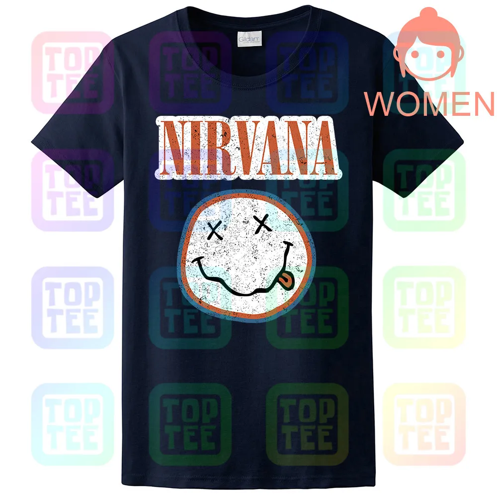 WOMEN-NAVY AMPLIFIED NIRVANA colors мужская темно-серая футболка - Цвет: WOMEN-NAVY