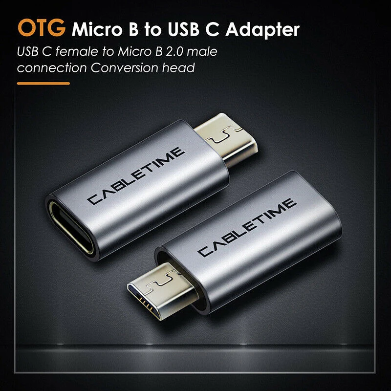 CABLETIME 5Pcs USB OTG Metal Shell USB Adapter USB Type C Micro B USB 3.0 Male Female Adapter Mobile Charge Sync Converter CABLETIME 5Pcs USB OTG Metal Shell USB Adapter USB Type C Micro B USB 3.0 Male Female Adapter Mobile Charge Sync Converter