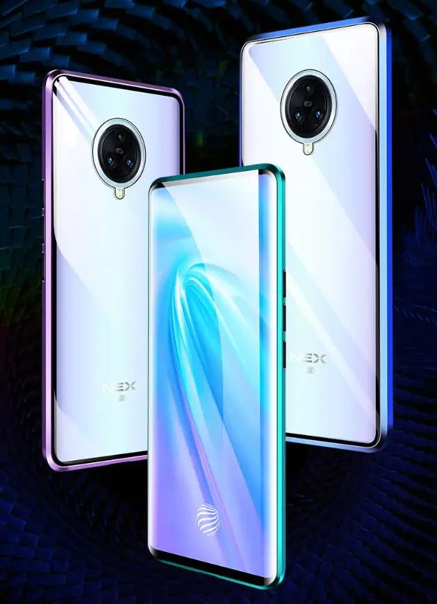 Магнитный чехол Vivo Nex 3 двухсторонний из закаленного стекла на 360 градусов спереди