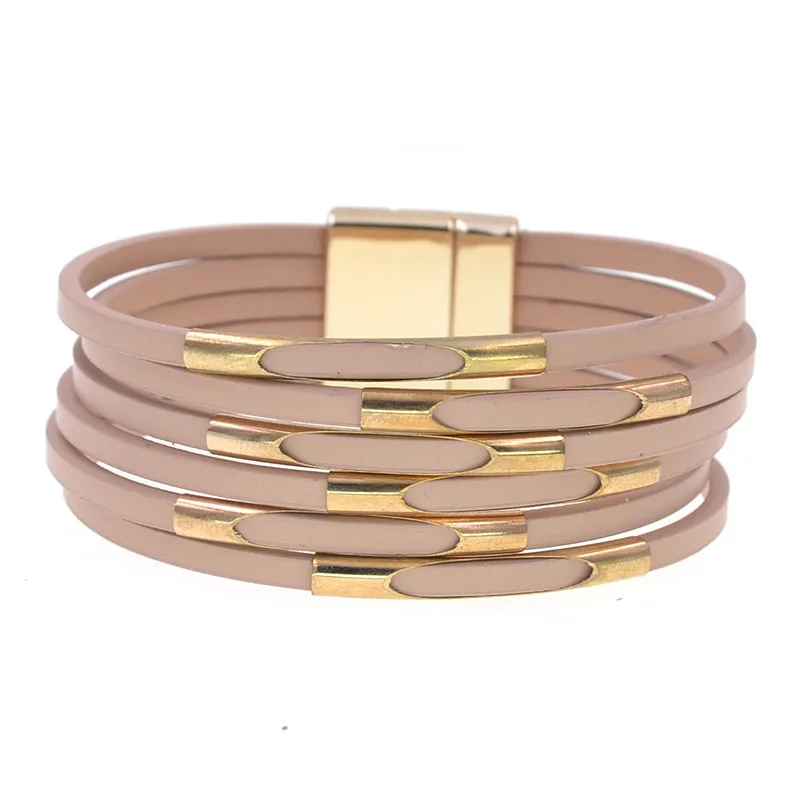 WELLMORE Leather Bracelets for Women 2020 Fashion Bracelets & Bangles Elegant Multilayer Wide Wrap Bracelet Jewelry wholesale
