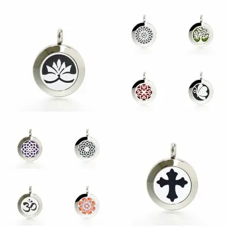 

1PC Cross Butterfly Mouse Family Tree 20mm Stainless Steel Diffuser Aromatherapy Perfume Locket Pendant Necklace Free 10pcs Pads