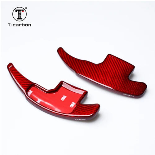 Red Carbon Fiber Автомобильный Стайлинг, настоящее углеродное волокно, рулевое колесо, шифт, удлинитель лопастей для Ford Mustang-, внутренняя отделка - Название цвета: Red Carbon Fiber