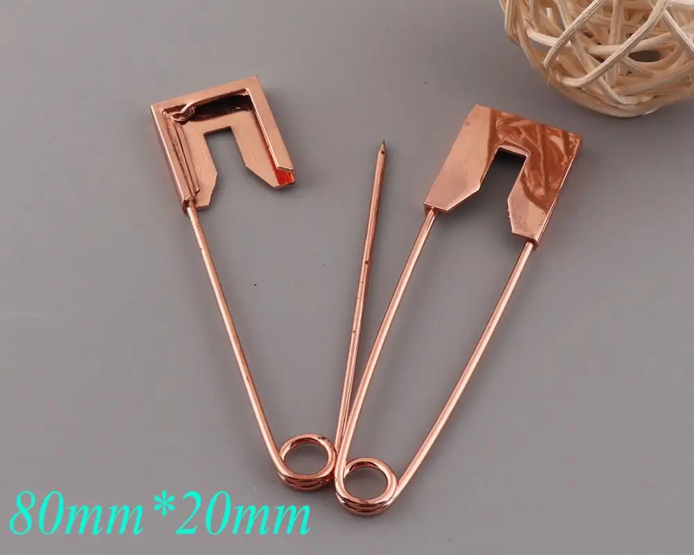 10 PCS Rose Gold Metal Safety Pins,80 Mm Craft Safety Pin Brooch