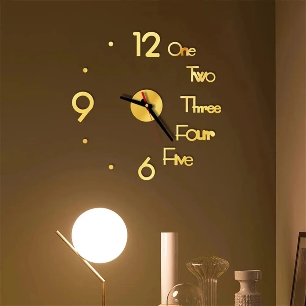 One Set DIY Creative Digital Acrylic Wall Clock Frameless Mirror Stickers Modern Art Decal Home Decor Modern Decor 40cm