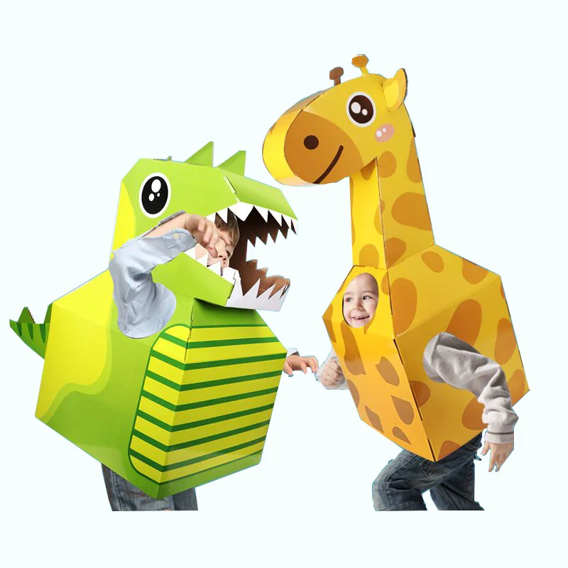 Juguetes 3D hechos a mano para niños, dibujos de dinosaurios, ropa de animales, lindos juegos de rol, accesorios de rendimiento