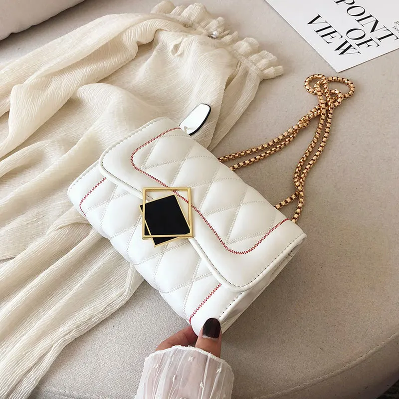 Ins Super fire small bag female new Korean version of the small package fashion chain embroidery single shoulder oblique sa