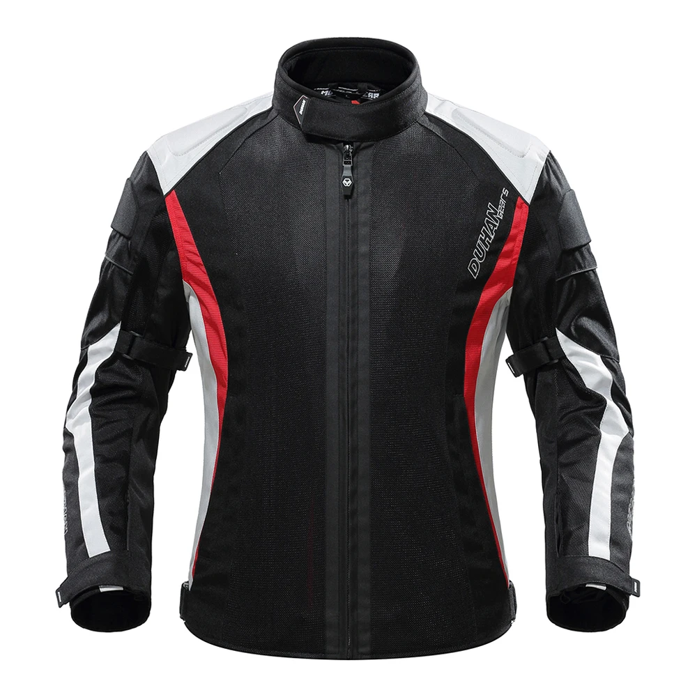 D-215 Red Jacket DUHAN мотоциклетная куртка Мужские брюки мото летний Защитный дышащий костюм сетка Гонки 5 шт. снаряжение куртки одежда мотоцикл Блузон - Цвет: D-215 Red Jacket