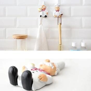 

1PC Power Plug Storage Wall-Mounted Cartoon Chef Power Cord Storage Rack Strong Viscose Hook Creative Plug Finishing Bracket