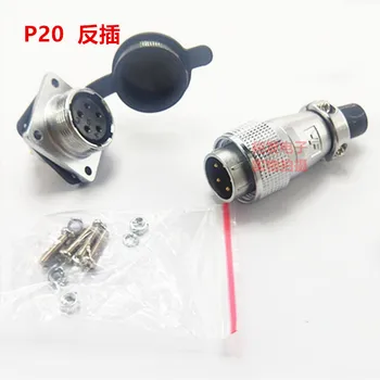 

(5male+5female=5set)/lot P20 aviation plug Reverse loading square plate 2 3 4 5 6 7 8 9 10 12pin connector pure copper core