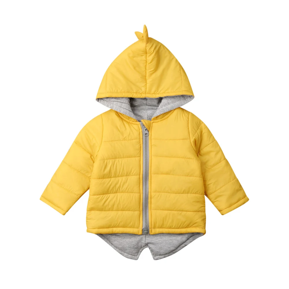 Kids Baby Girl Boy Clothes Padded Winter Coat Hoodie Dinosaur Jacket Top Warm Outwear
