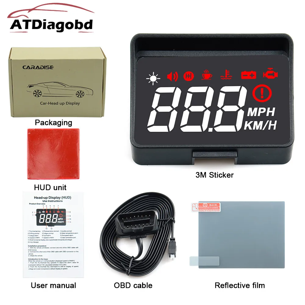 Лидер продаж! Автомобильный проекционный дисплей на лобовое стекло A100s OBD2 II EUOBD
