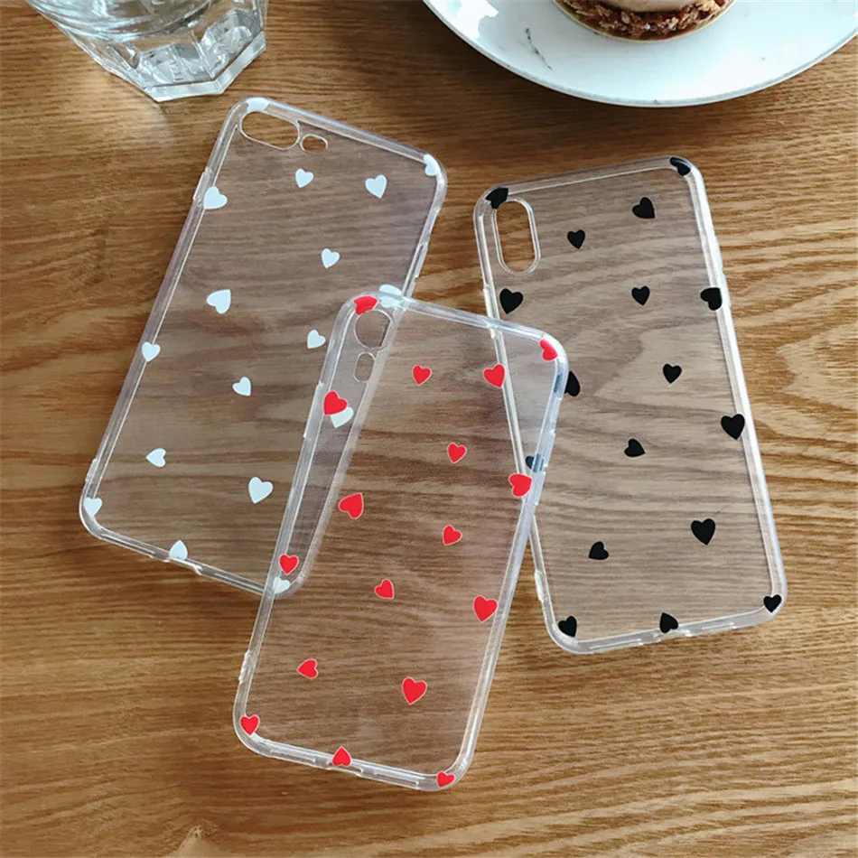 Lovebay Love Heart для iPhone 6, 6 s, 7, 8 Plus, X, XR, XS Max, 11 Pro, Max, 5, 5S, SE, чехол для телефона с волнистыми точками, прозрачный мягкий ТПУ для iPhone X