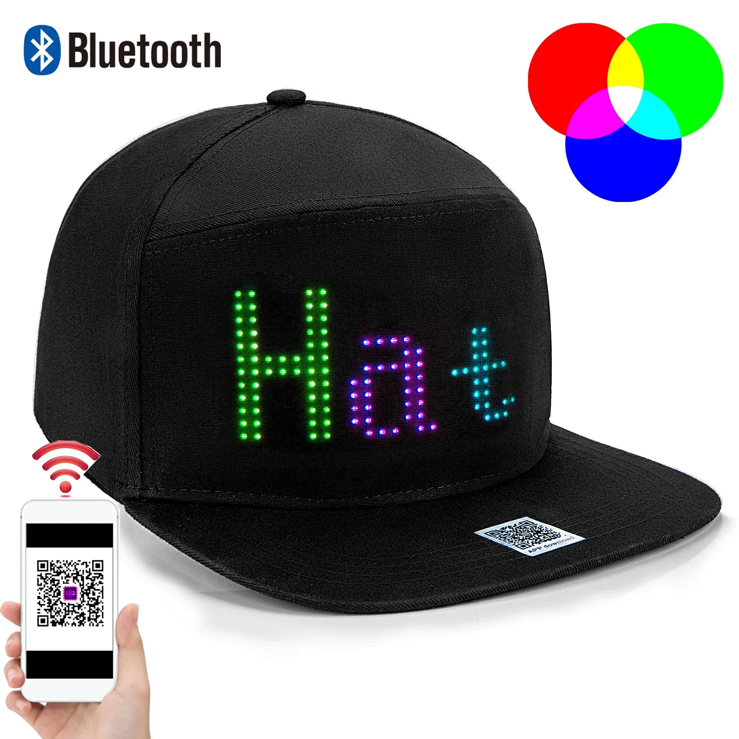 Mode Cap LED Cool Hat Bildschirm Licht Wasserdichtes Smartphone Cesteuert Ctrl 