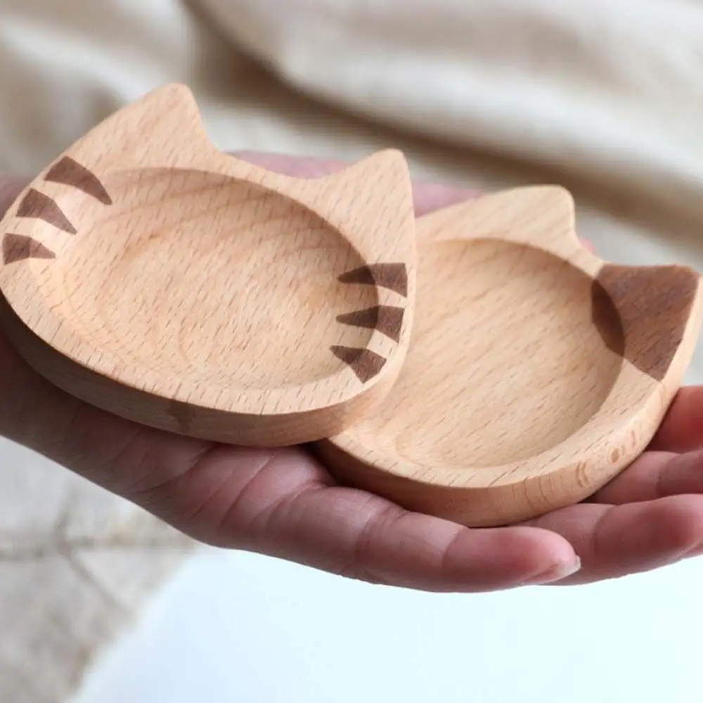 Japanese Style Wooden Dipping Dish Cute Cat Creative Seasoning Dish Sushi Wasabi Soy Sauce Mustard Plate Home Kitchenware sauce dishes wooden tableware seasoning dishes