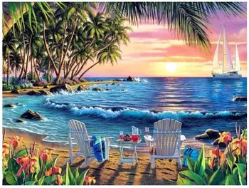 

scenery diamond painting palm trees daimond embroidery full round puzzle beads picture landscape diamant mosaic stickers craft