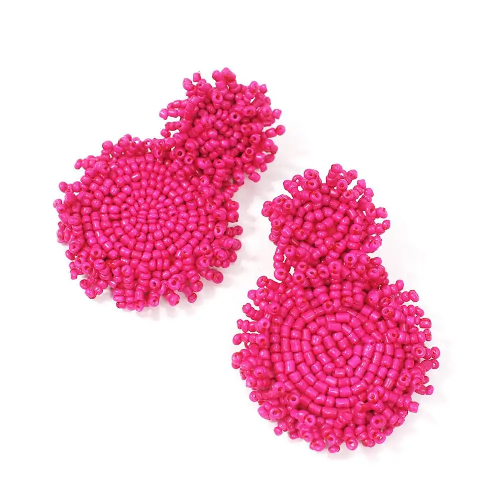 1562 Rose pink MANILAI Boho модные висячие серьги с бусинами для женщин ручная работа из бисера Висячие массивные серьги Ювелирные изделия Подарки - Окраска металла: 1562 Rose pink