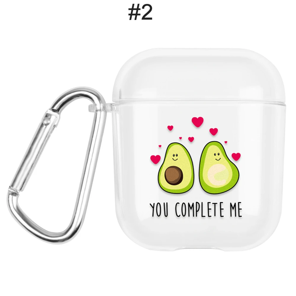 2 Защитный чехол для Airpods Avocado милый прозрачный ПК защитный жесткий чехол с рисунком для Apple AirPods 1 2 зарядная коробка - Цвет: 2