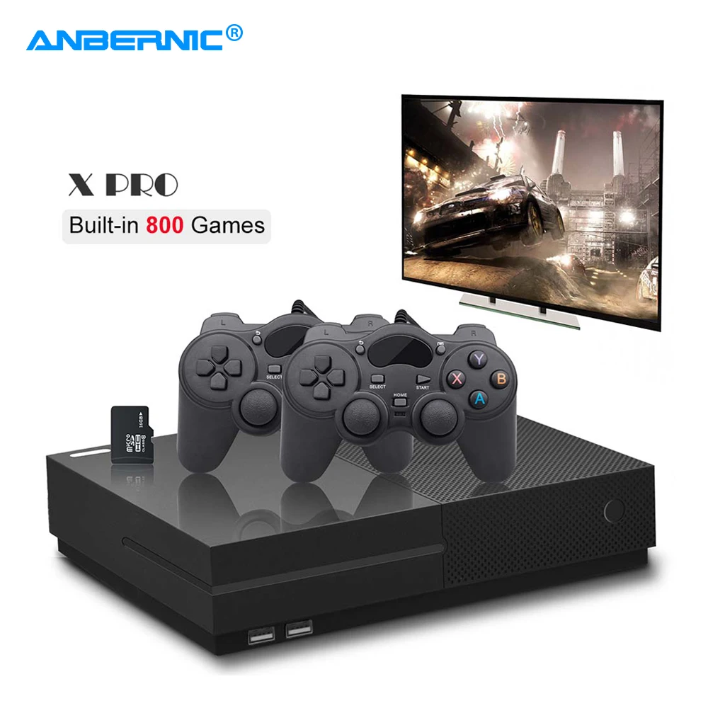 XPROANBERNIC игровая консоль 64Bit 4K TV HDMI выход 800 семейных игр 43 PS1 игра 2 геймпад X Pro Box