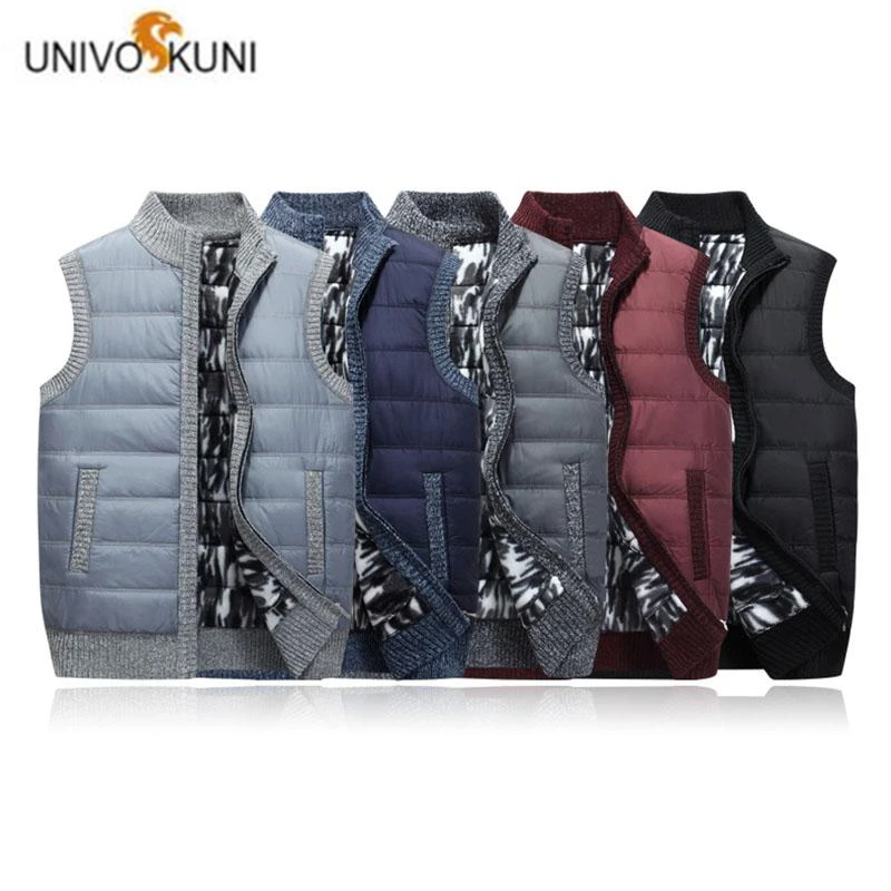 

Sleeveless Autumn Winter Down Jacket Men Vest Coat Warm Casual Men Stand Collar Vest Coat Fleece Waistcoat Big Size H632