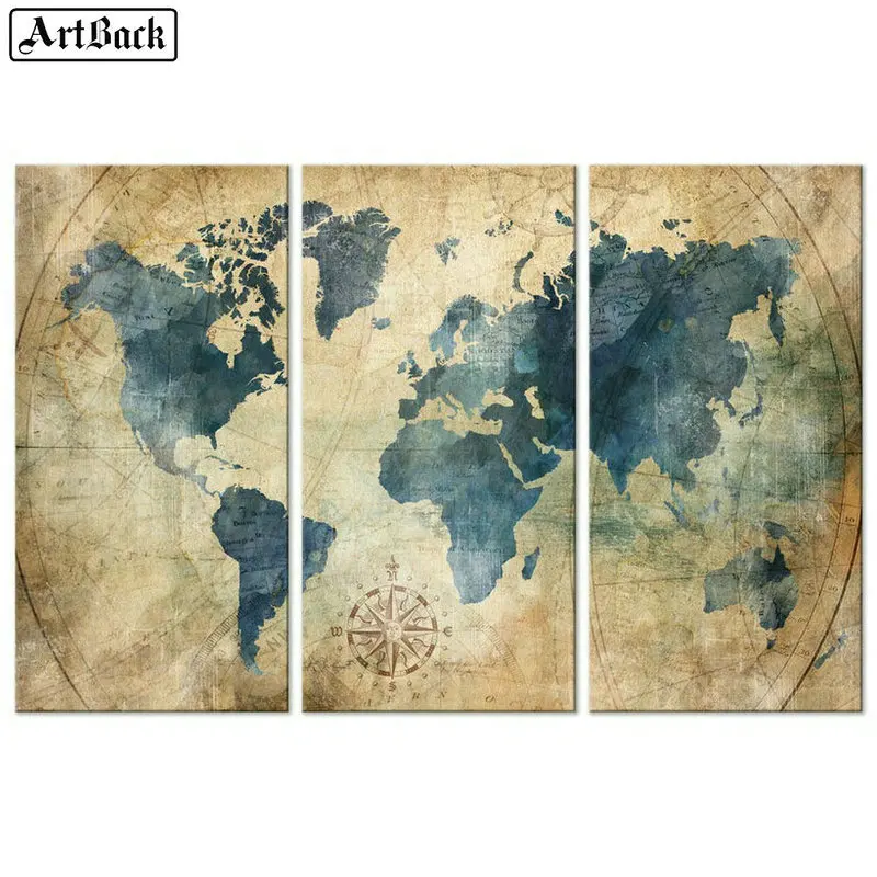 

Three spell maps Diamond painting cross stitch full square drill 5d diamond mosaic landscape crafts living room decoration stick