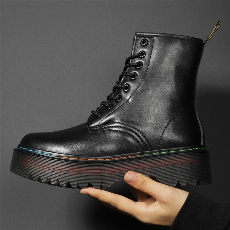 Women Boots Ankle-Shoes Chunky Heel Winter Genuine-Leather High-Quality Waterproof Fur