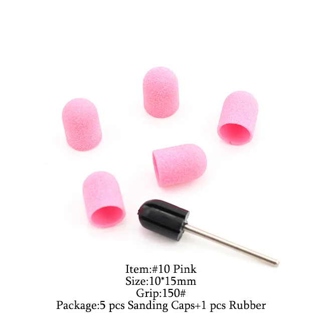 5 шт. Пластиковые шлифовальные ленты колпачки для ногтей дрель фреза для маникюра педикюра 150 резиновый абразивный инструмент для ухода за ногами аксессуары - Цвет: Pink-3