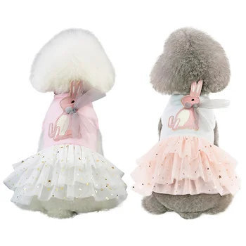 

Pet Spring Summer Princess Skirt Cute Rabbit on Top Sweety Princess Dress Small & Medium Dogs Cool Dress Pet Accessories