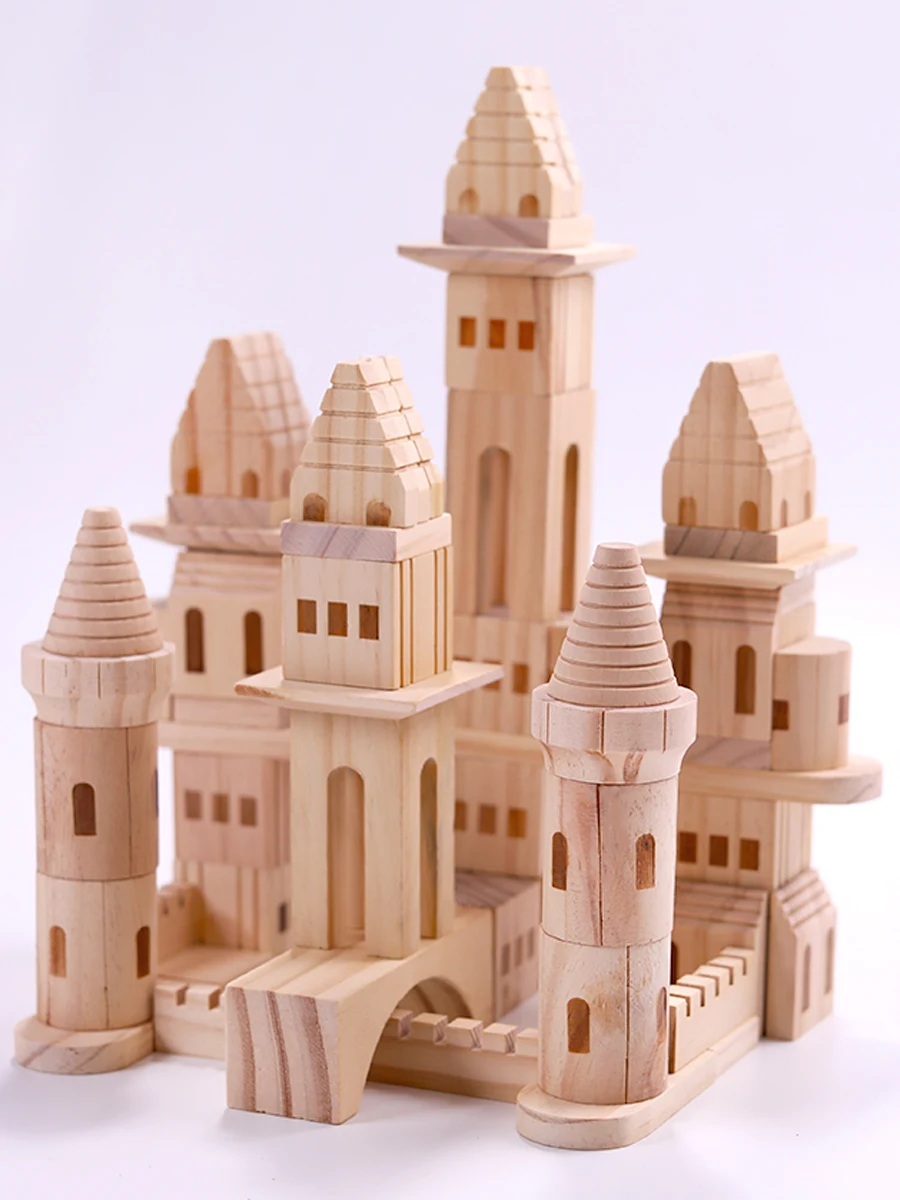

TT Pine Wooden Solid Wood Log Castle Construction Assembling Building Blocks 4-6-8 Years Old 3 Boy Assembly Puzzle