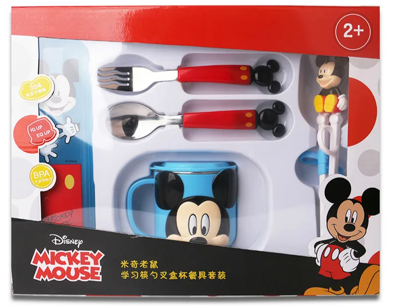 Disney детская посуда, учебные палочки для еды, ложка, чашка, набор, ледяная романтика, набор из четырех предметов, детские столовые приборы, детские столовые приборы